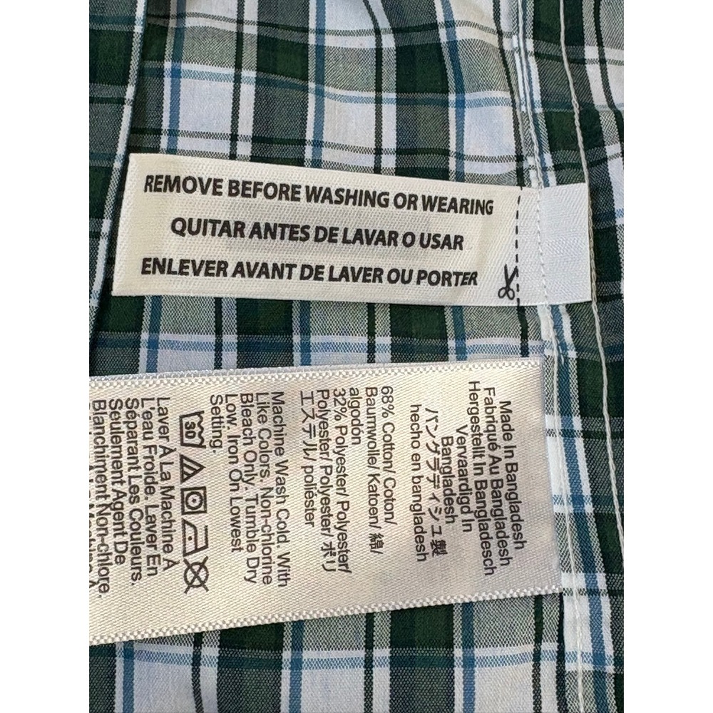 J.Crew Performance Slim Untucked Plaid Shirt Mens Large Green White Long Sleeve - Picture 5 of 5